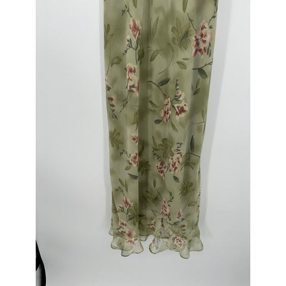 Positive Attitude Women Y2K Maxi Dress Size 8 Green Floral Fairy Dainty Coquette - Picture 3 of 7